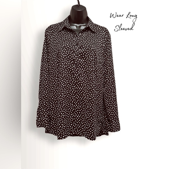 Ann Taylor Women’s Long Sleeve 1/4 Button V Neck Dress Casual Blouse Size 6 - Picture 1 of 9